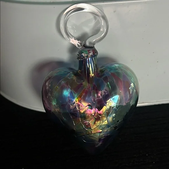 Iridescent Heart-Shaped Glass Ornament - Picture 4 of 5